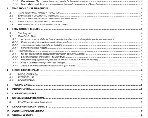 AI model card creator