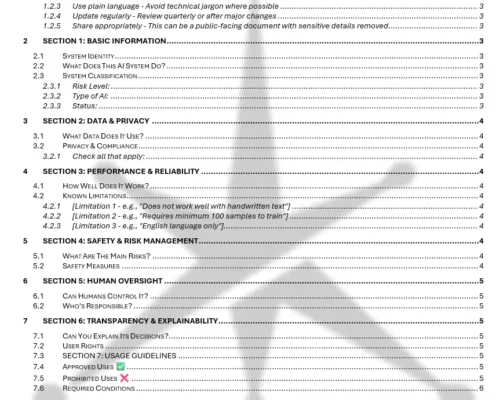 Free AI System Fact Sheet