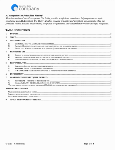 Free AI Acceptable Use Policy (Community Starter Template)