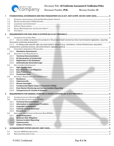 AI Conformity Assessment and Certification Policy