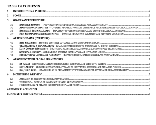 AI Risk Management and Governance, free ai risk management governance
