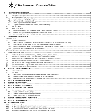 AI Bias Assessment Checklist - Community Edition